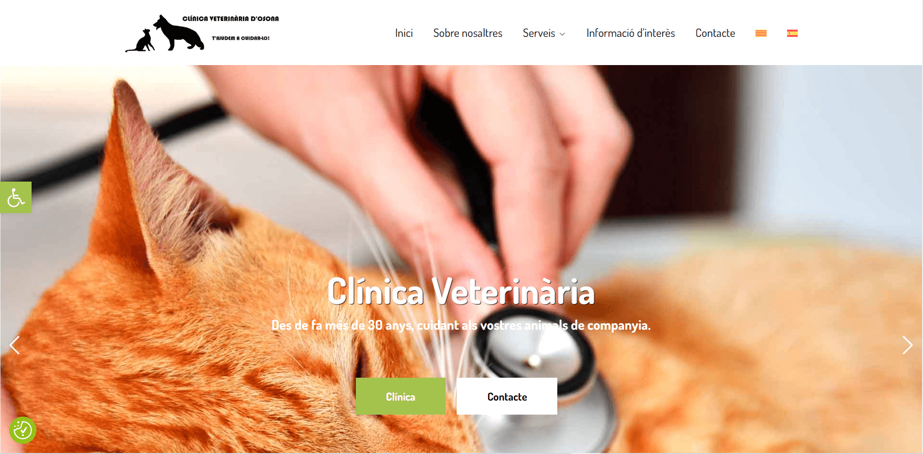 Página de inicio de la web Clínica Veterinaria de Osona